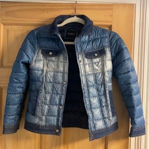 Guess Big Girls Denim-Look Puffer Jacket